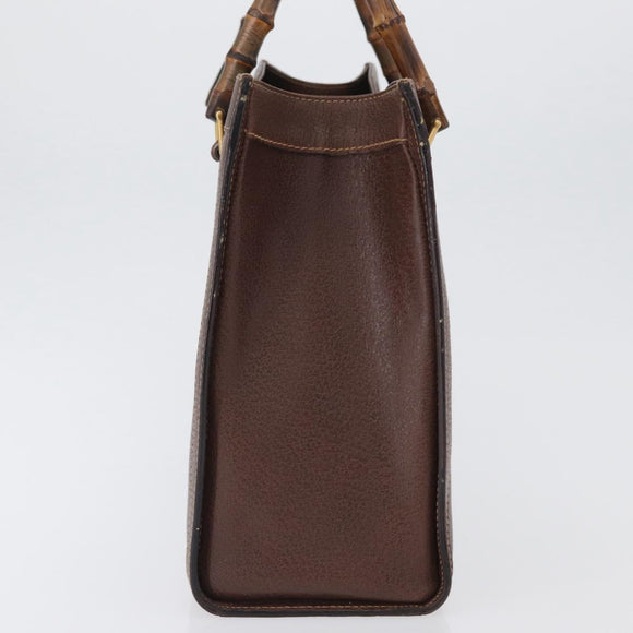 GUCCI Bamboo Hand Bag Leather Brown Gold 002 123 0260 Auth 172931