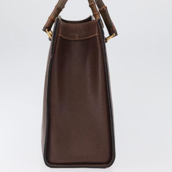 GUCCI Bamboo Hand Bag Leather Brown Gold 002 123 0260 Auth 172931