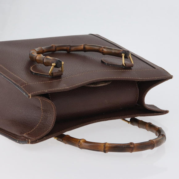 GUCCI Bamboo Hand Bag Leather Brown Gold 002 123 0260 Auth 172931