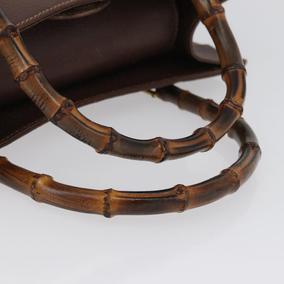 GUCCI Bamboo Hand Bag Leather Brown Gold 002 123 0260 Auth 172931