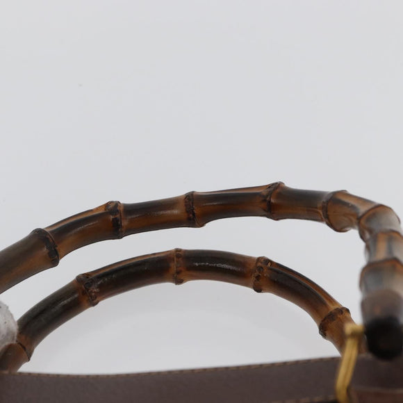 GUCCI Bamboo Hand Bag Leather Brown Gold 002 123 0260 Auth 172931