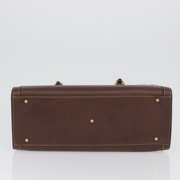 GUCCI Bamboo Hand Bag Leather Brown Gold 002 123 0260 Auth 172931