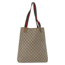GUCCI GG Supreme Web Sherry Line Tote Bag PVC Beige Gold 39 02 003 Auth 172935-3