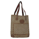 GUCCI GG Supreme Web Sherry Line Bag PVC Beige Gold 002 904 0223 Auth 172936-1