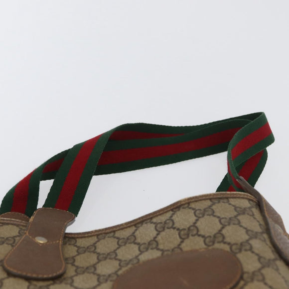 GUCCI GG Supreme Web Sherry Line Bag PVC Beige Gold 002 904 0223 Auth 172936