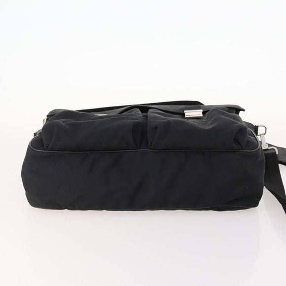 GUCCI Shoulder Bag Nylon 2way Black Silver Auth 172937