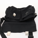 GUCCI Shoulder Bag Nylon 2way Black Silver Auth 172937-10