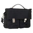GUCCI Shoulder Bag Nylon 2way Black Silver Auth 172937-1