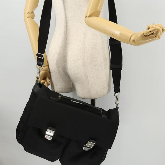 GUCCI Shoulder Bag Nylon 2way Black Silver Auth 172937