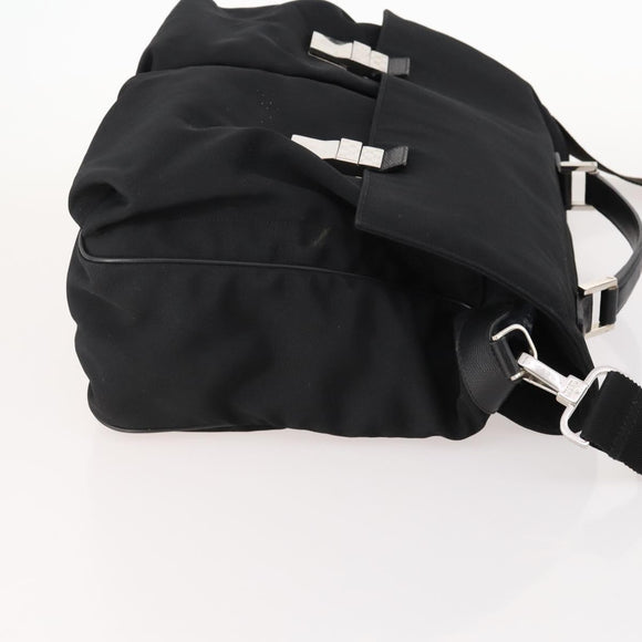 GUCCI Shoulder Bag Nylon 2way Black Silver Auth 172937
