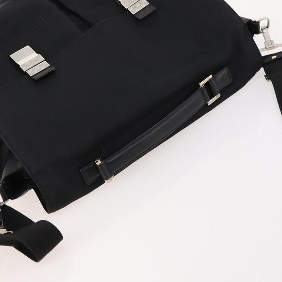 GUCCI Shoulder Bag Nylon 2way Black Silver Auth 172937