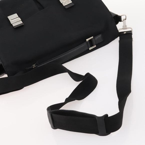 GUCCI Shoulder Bag Nylon 2way Black Silver Auth 172937