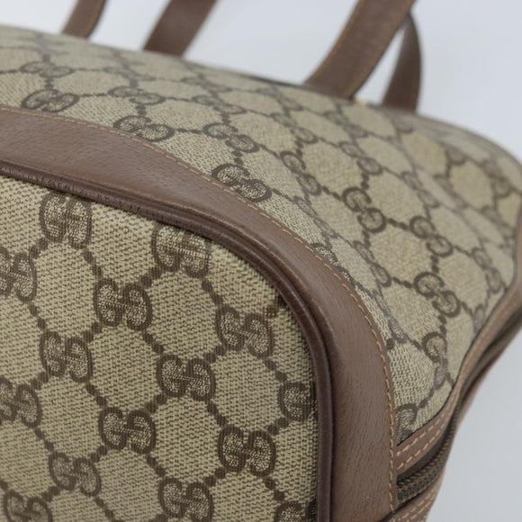 GUCCI GG Supreme Hand Bag PVC Leather Beige Gold 000 46 6004 Auth 172947