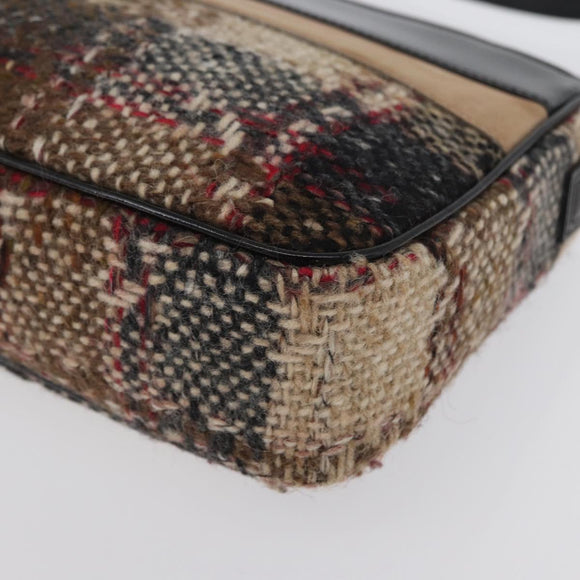 BURBERRY Nova Check Shoulder Bag Wool Beige Gold Auth 172950