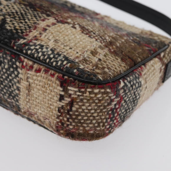 BURBERRY Nova Check Shoulder Bag Wool Beige Gold Auth 172950
