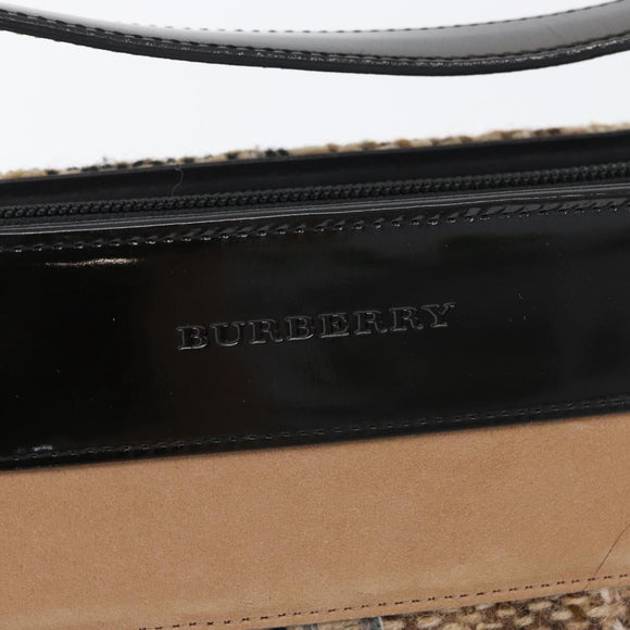 BURBERRY Nova Check Shoulder Bag Wool Beige Gold Auth 172950