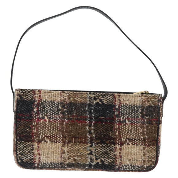 BURBERRY Nova Check Shoulder Bag Wool Beige Gold Auth 172950