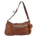 Miu Miu Shoulder Bag Leather Brown Silver Auth 172955-1
