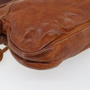Miu Miu Shoulder Bag Leather Brown Silver Auth 172955-16