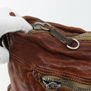 Miu Miu Shoulder Bag Leather Brown Silver Auth 172955-17