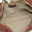 Miu Miu Shoulder Bag Leather Brown Silver Auth 172955-10