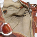Miu Miu Shoulder Bag Leather Brown Silver Auth 172955-19