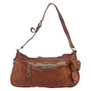 Miu Miu Shoulder Bag Leather Brown Silver Auth 172955-12