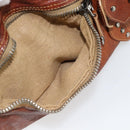 Miu Miu Shoulder Bag Leather Brown Silver Auth 172955-22