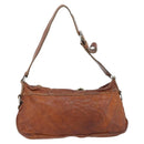 Miu Miu Shoulder Bag Leather Brown Silver Auth 172955-2