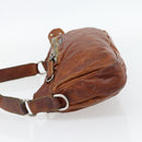 Miu Miu Shoulder Bag Leather Brown Silver Auth 172955-3