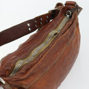 Miu Miu Shoulder Bag Leather Brown Silver Auth 172955-6