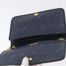 Christian Dior Chain Shoulder Bag Leather Navy Gold Auth 172959-10