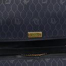 Christian Dior Chain Shoulder Bag Leather Navy Gold Auth 172959-18
