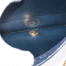 Christian Dior Chain Shoulder Bag Leather Navy Gold Auth 172959-11