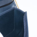 Christian Dior Chain Shoulder Bag Leather Navy Gold Auth 172959-19