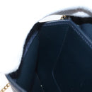 Christian Dior Chain Shoulder Bag Leather Navy Gold Auth 172959-20