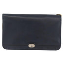 Christian Dior Chain Shoulder Bag Leather Navy Gold Auth 172959-13