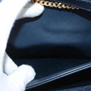 Christian Dior Chain Shoulder Bag Leather Navy Gold Auth 172959-12