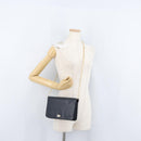 Christian Dior Chain Shoulder Bag Leather Navy Gold Auth 172959-21