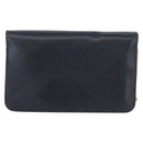 Christian Dior Chain Shoulder Bag Leather Navy Gold Auth 172959-2