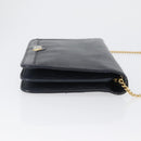 Christian Dior Chain Shoulder Bag Leather Navy Gold Auth 172959-3