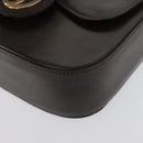 GUCCI Hand Bag Leather Brown Gold Auth 172960-13