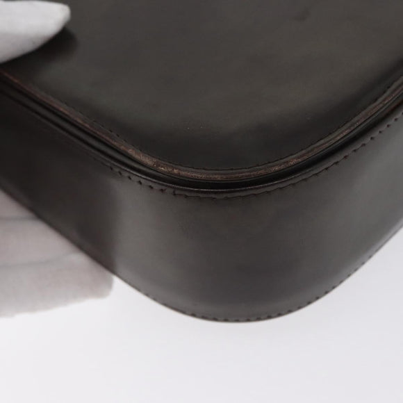 GUCCI Hand Bag Leather Brown Gold Auth 172960