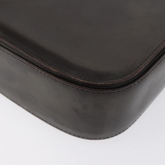 GUCCI Hand Bag Leather Brown Gold Auth 172960