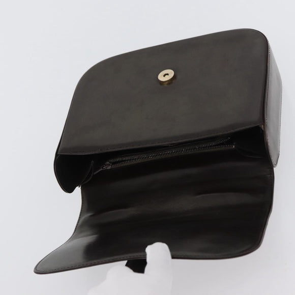 GUCCI Hand Bag Leather Brown Gold Auth 172960