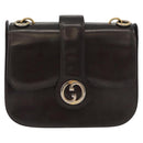 GUCCI Hand Bag Leather Brown Gold Auth 172960-2