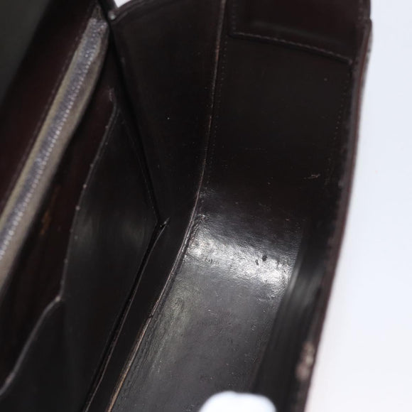 GUCCI Hand Bag Leather Brown Gold Auth 172960