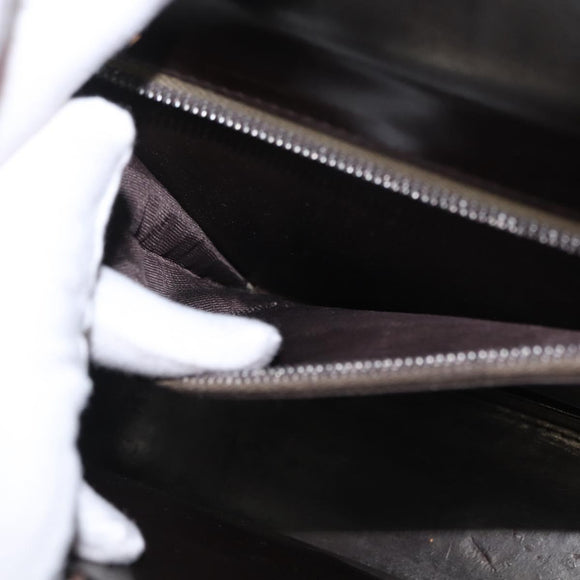 GUCCI Hand Bag Leather Brown Gold Auth 172960