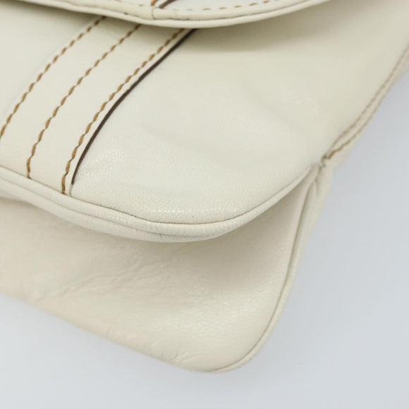 GUCCI Hand Bag Leather White Silver 113014 Auth 172961