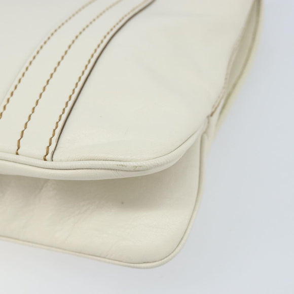 GUCCI Hand Bag Leather White Silver 113014 Auth 172961